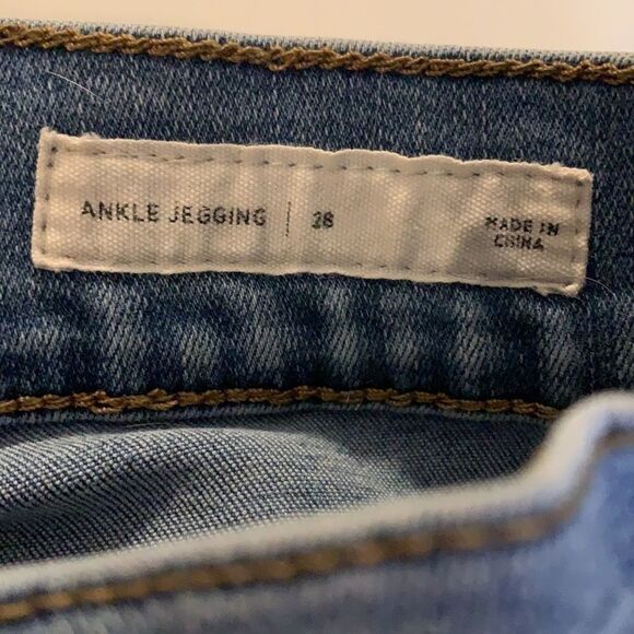 PACSUN blue stretch ankle jeggings embroidered rose detail medium wash SZ 28 - Picture 7 of 12